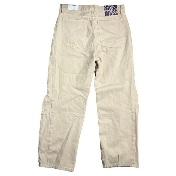 B SIDES Jeans WMNS 28 x 26” Beige Relaxed‎ Lasso Wide Leg USA Button Fly $425 - Picture 11 of 13